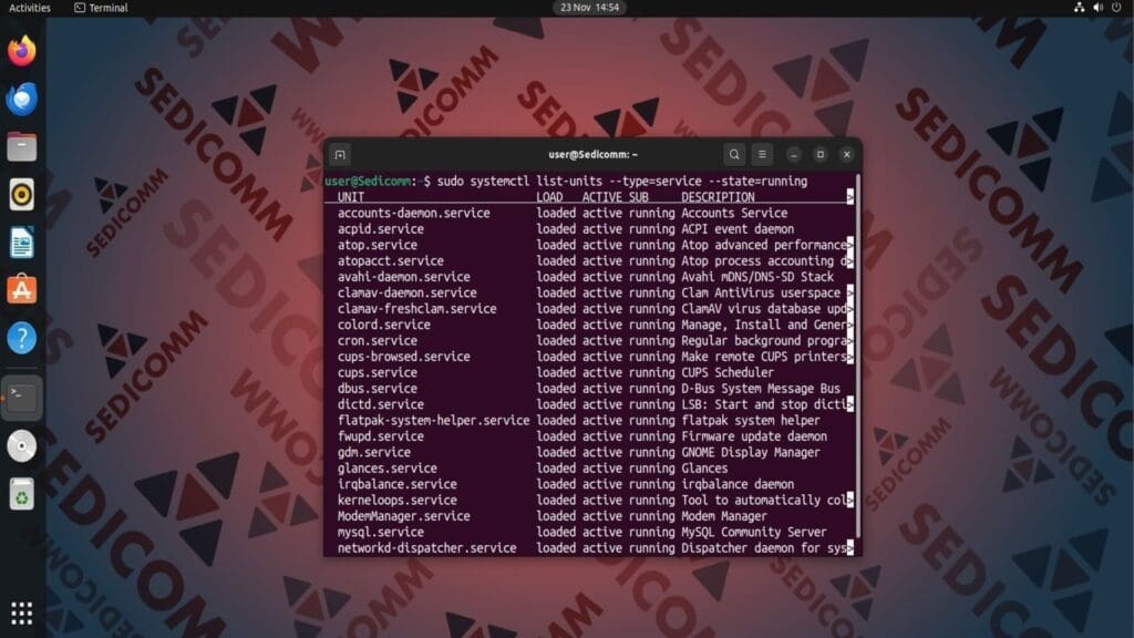 list units running state