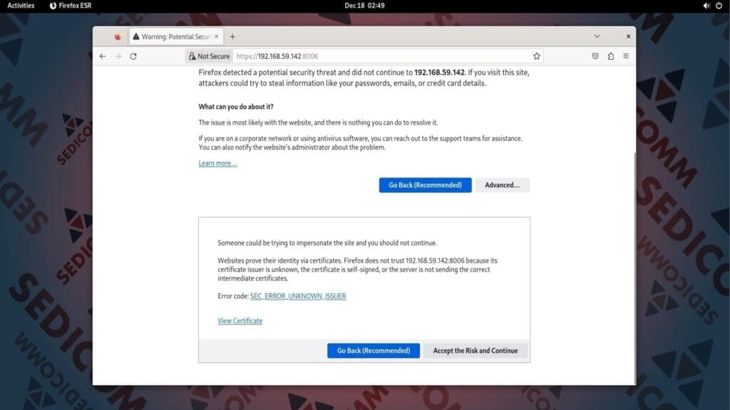 accept risk firefox