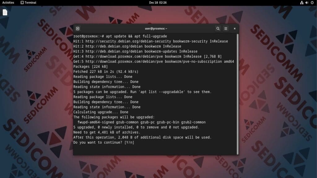 apt update and full upgrade