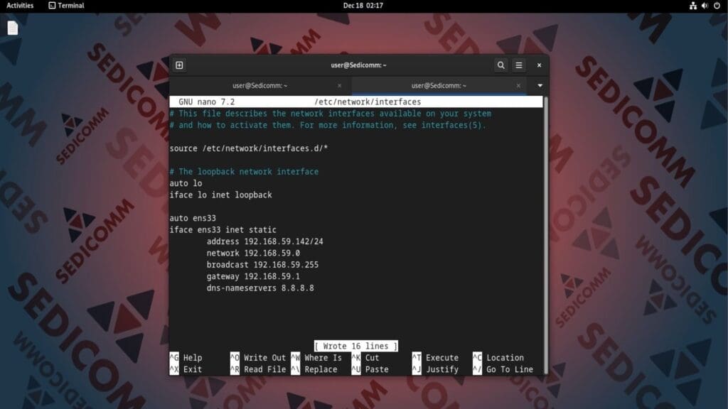 edit network interfaces