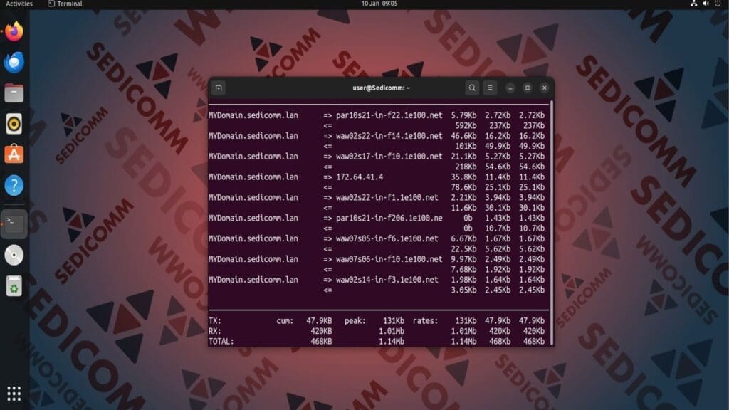 iftop stop using bar graph