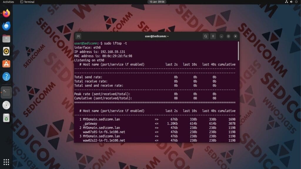 iftop text interface