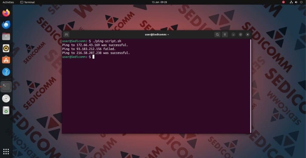 ping script many hosts execution