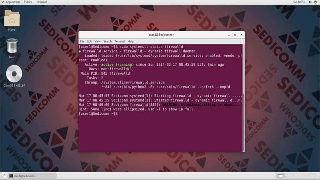 status firewalld active