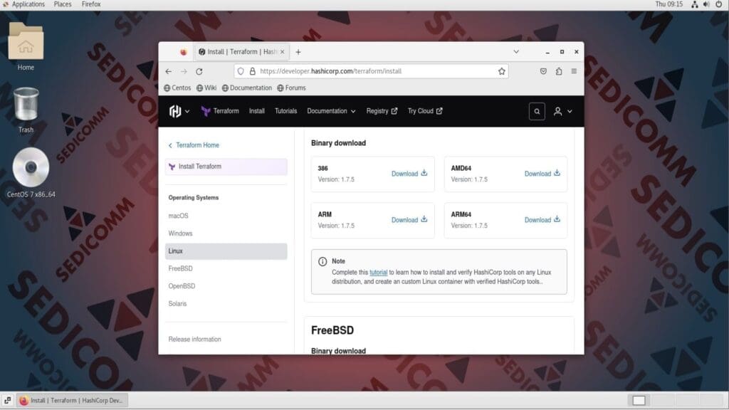 terraform download page