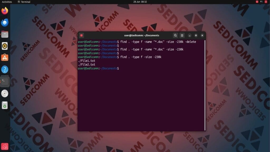 find delete less specific format