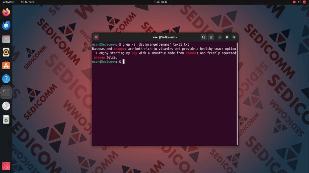 grep using options and regular expressions