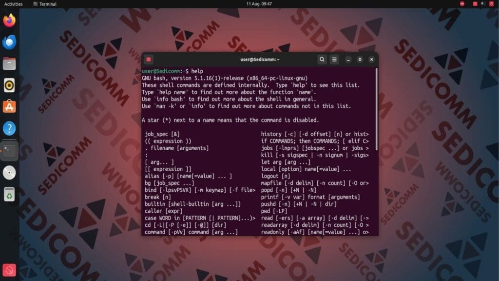 all internal commands