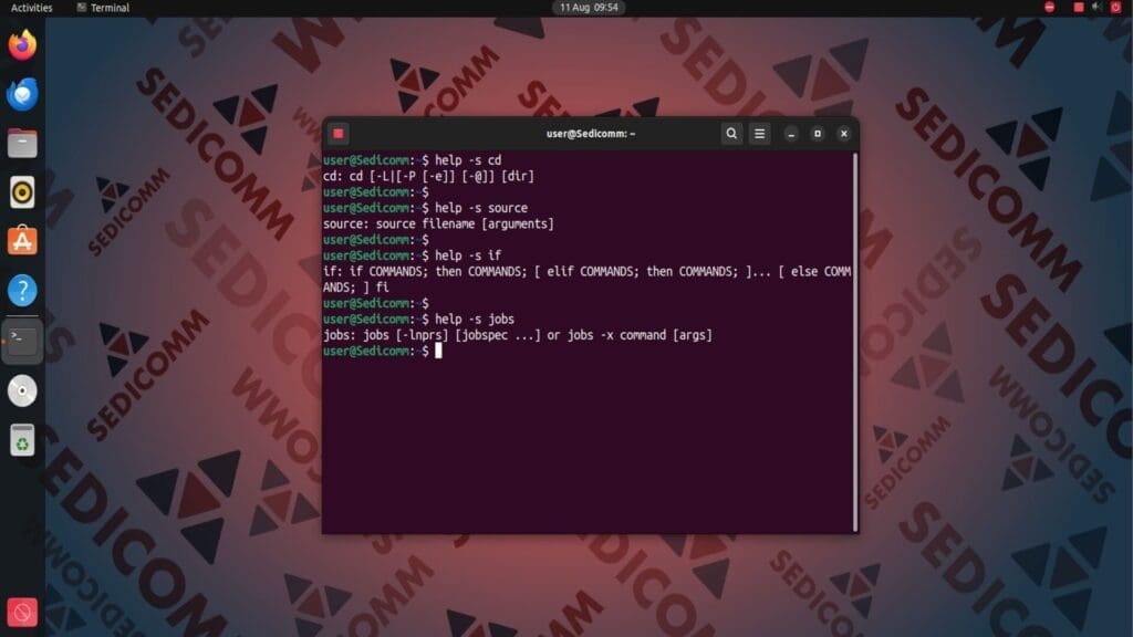 help show syntax of commands