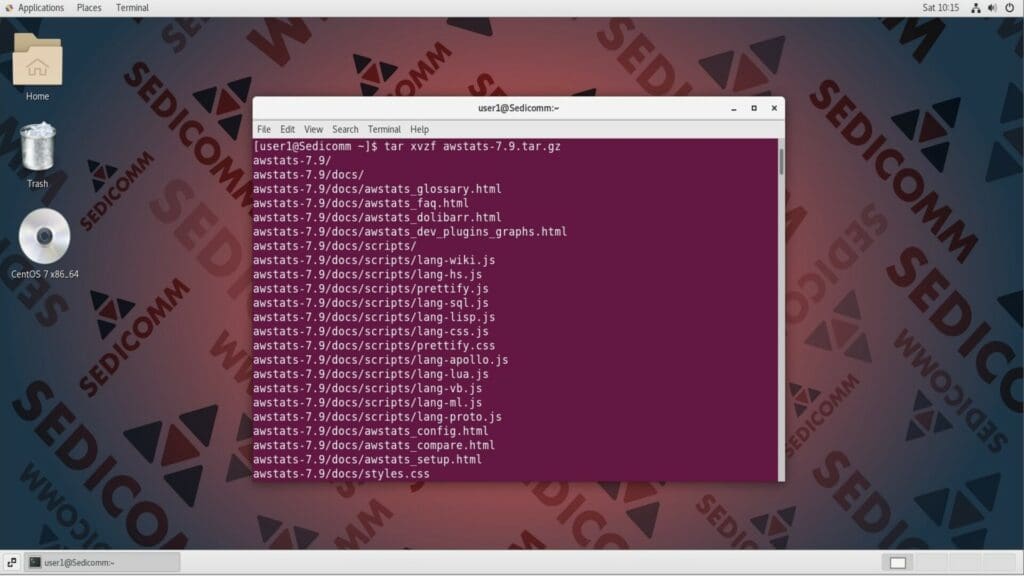unpack awstat tar archive