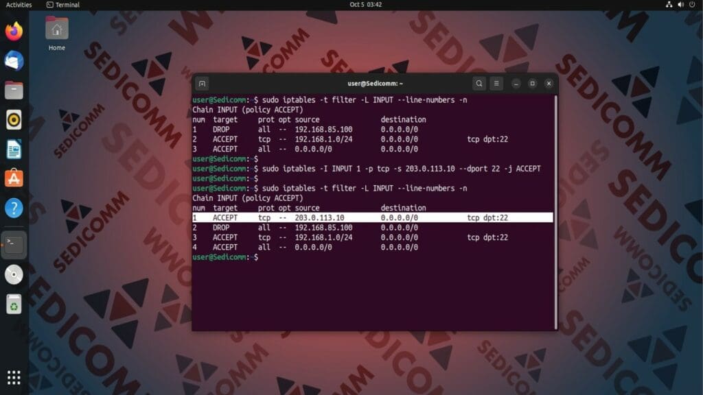 Add Rule at the Beginning of the Chain
