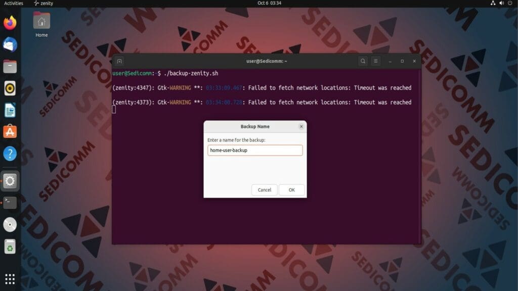 backup zenity script choose backup name