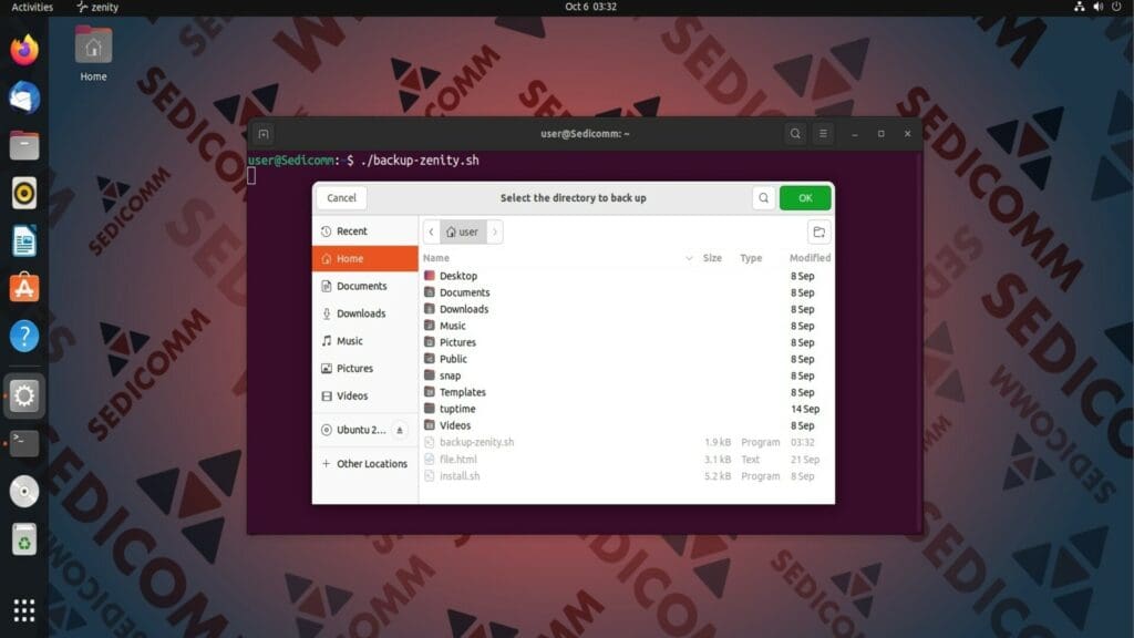 backup zenity script choose dirs