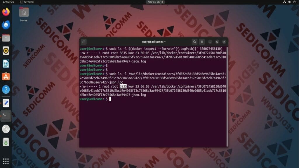 check size of log file