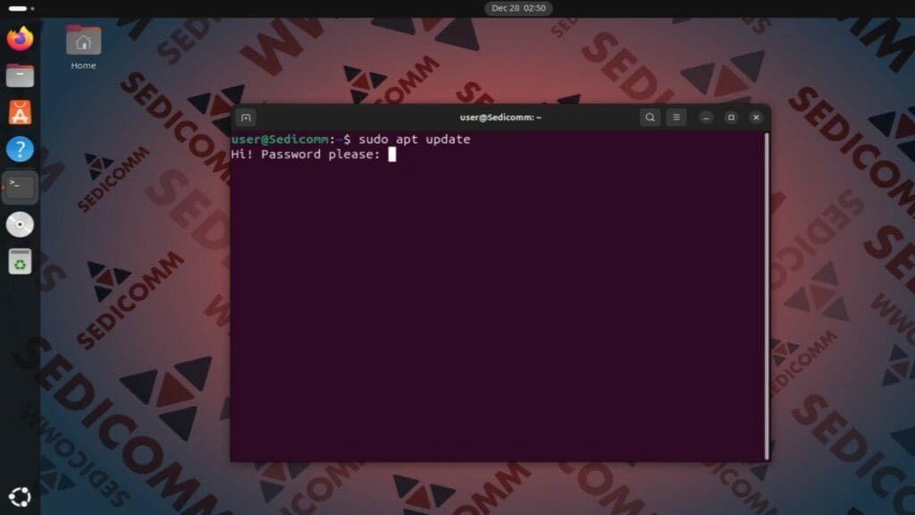 prompts fter change sudoers file