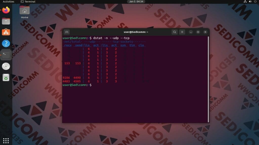 dstat network udp tcp