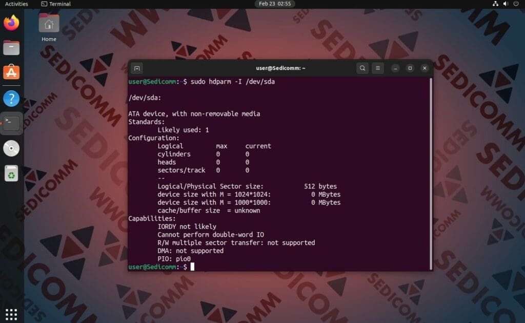 hdparm disk info