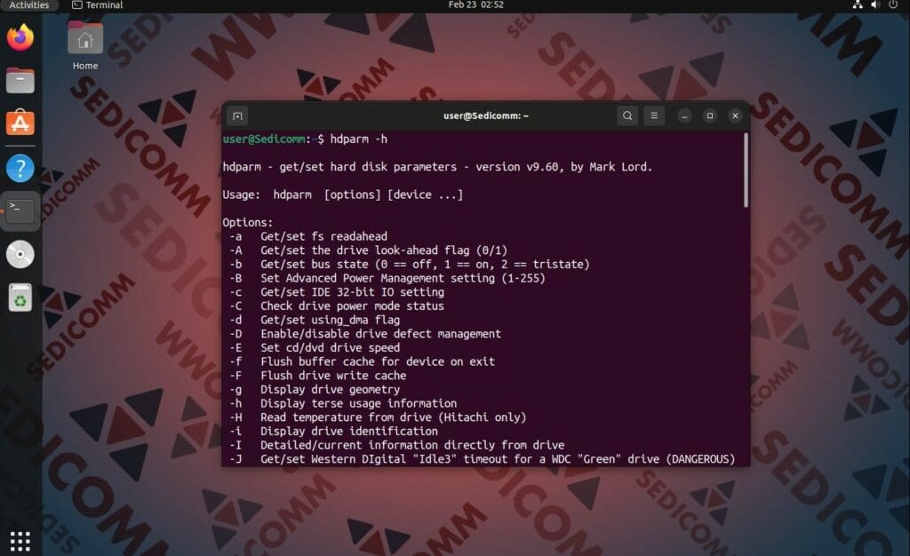 hdparm help
