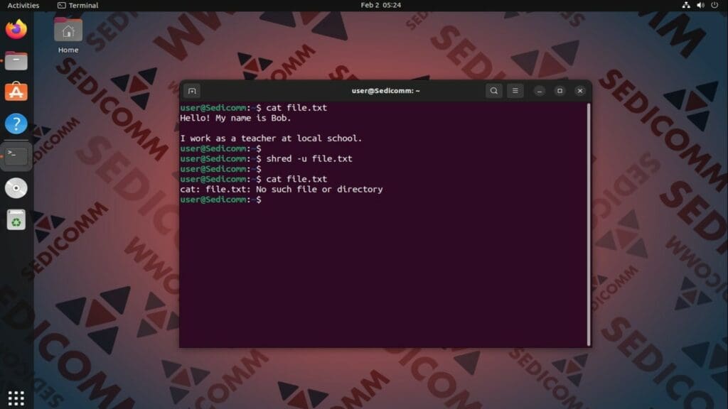 shred and remove file