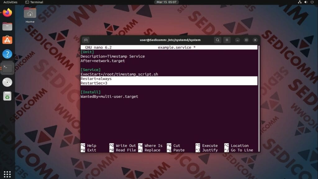 edit service unit file