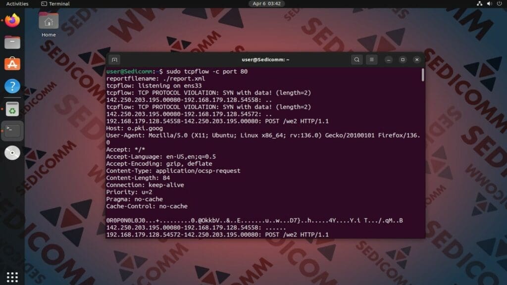 capture data on specific port