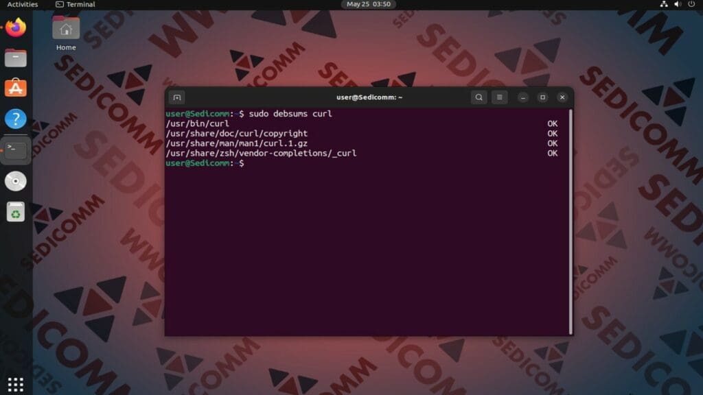 check debsum of one package