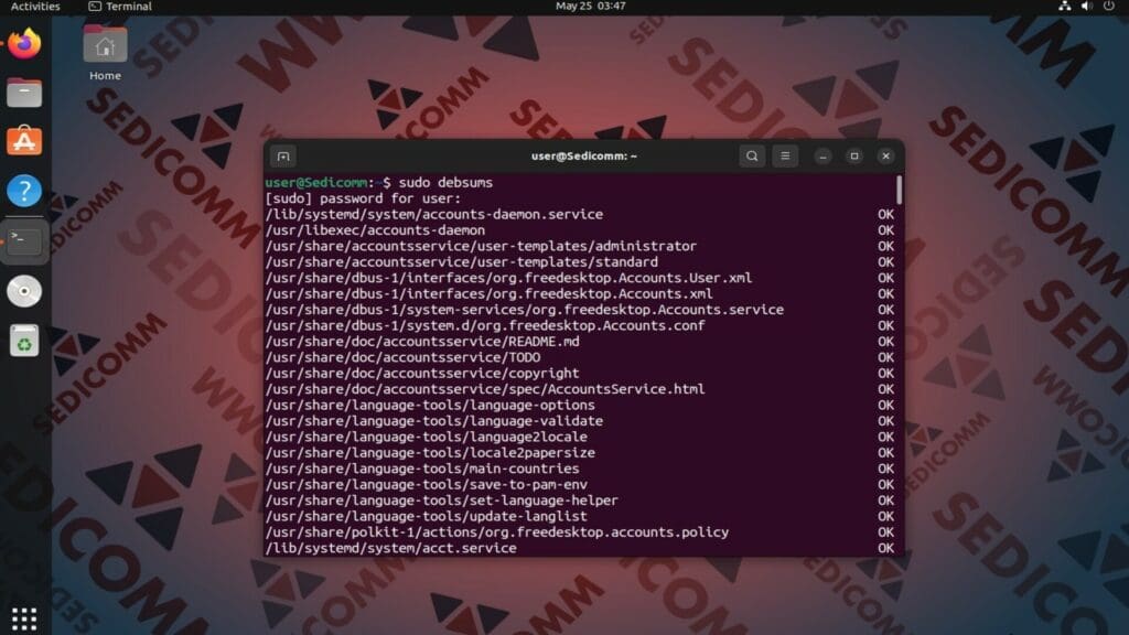 check md5sums of all files