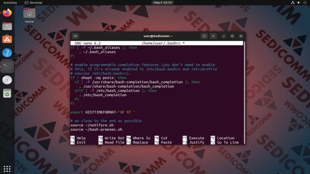 source to bashrc
