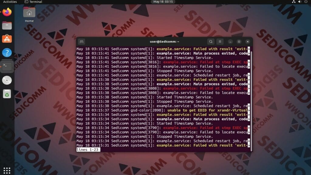 view the journal logs