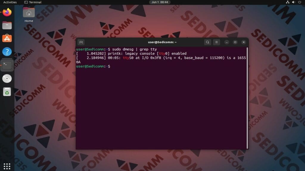 dmesg tty