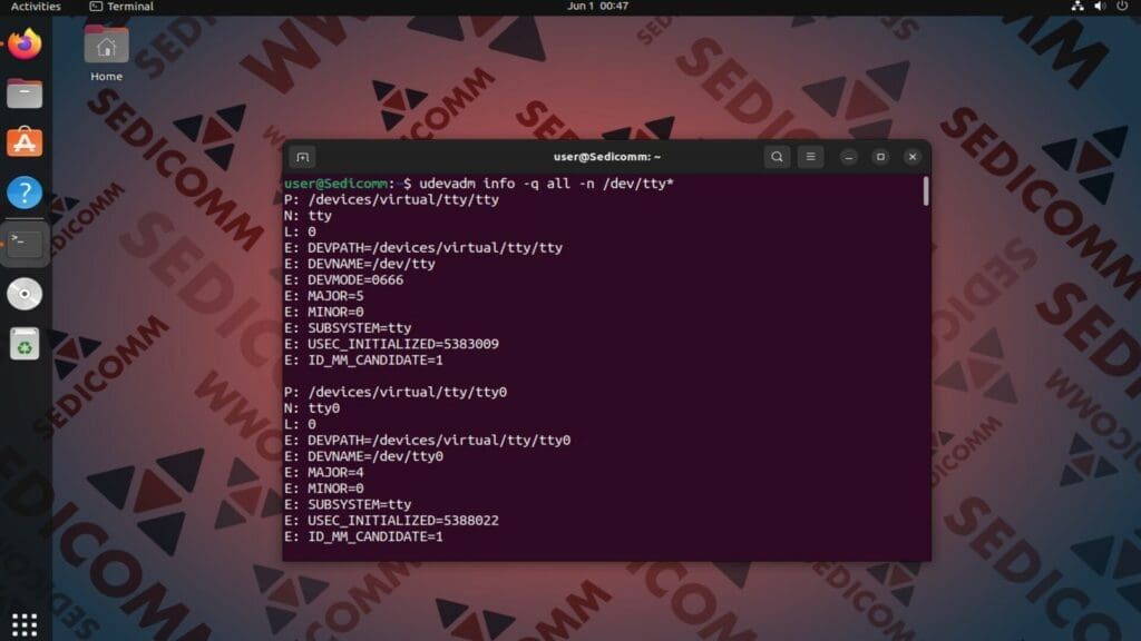 udevadm info serial ports