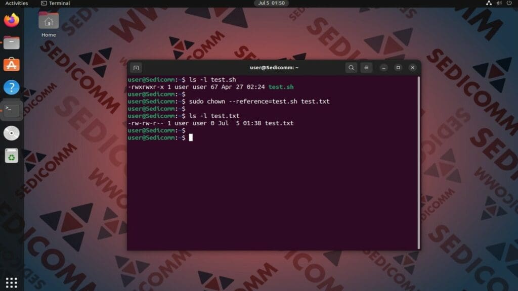 chown using reference file
