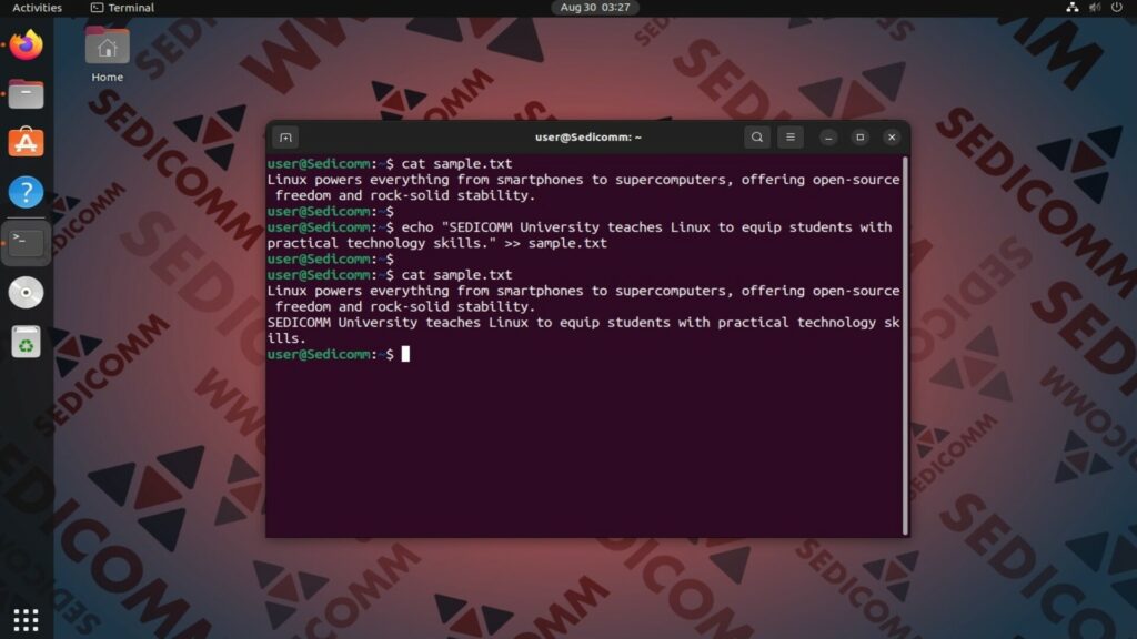 append using echo