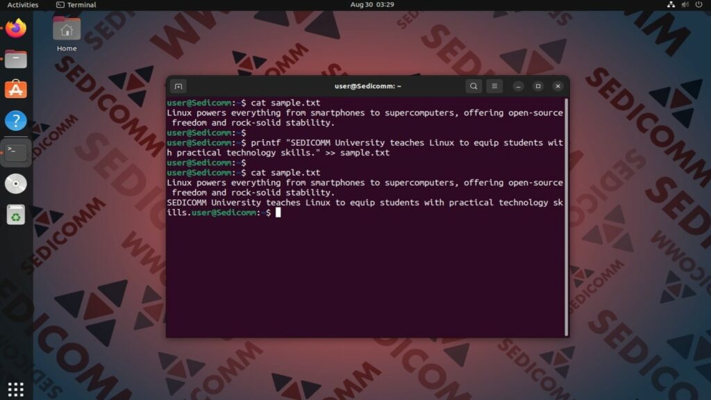 append using printf
