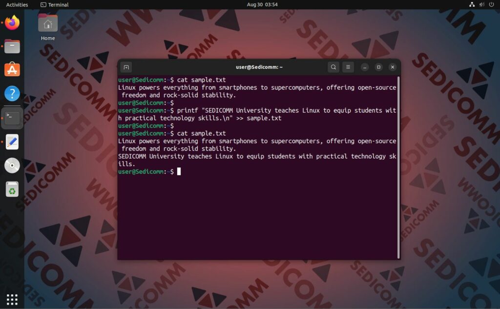 append using printf add line